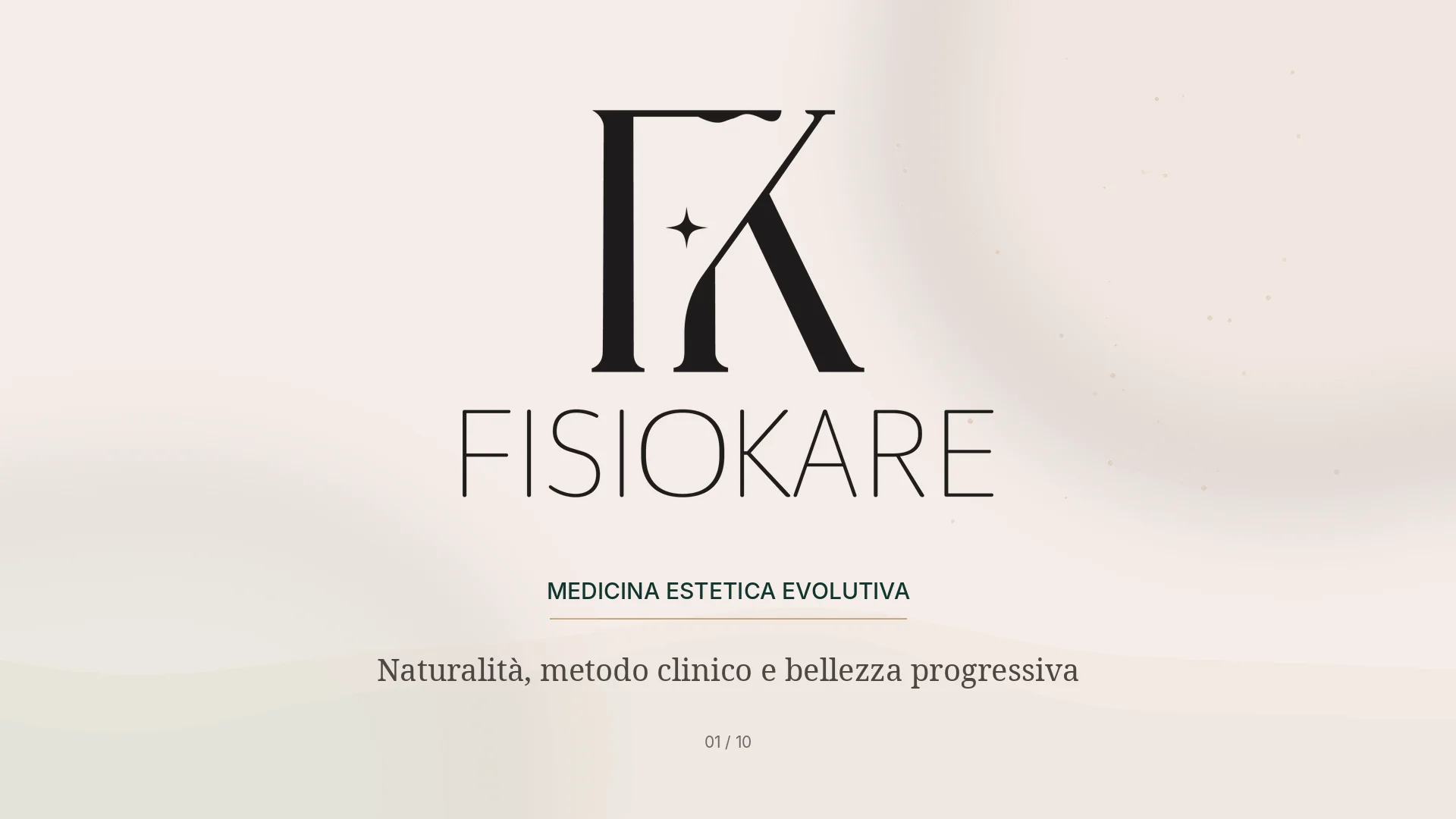 Logo Fisiokare su fondo nude, apertura della sequenza di medicina estetica evolutiva